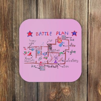 Funny Battle Plan Christmas Home Hand Dawn Alone Coaster