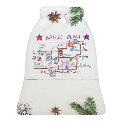 Funny Battle Plan Christmas Home Hand Dawn Alone Ceramic Bell Ornament