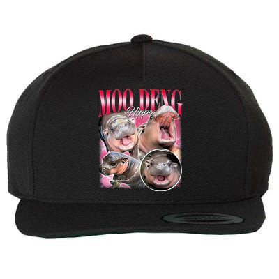 Funny Baby Pygmy Hippo Moodeng Wool Snapback Cap