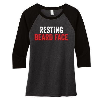 Funny Beard Parody Bearded Women's Tri-Blend 3/4-Sleeve Raglan Shirt