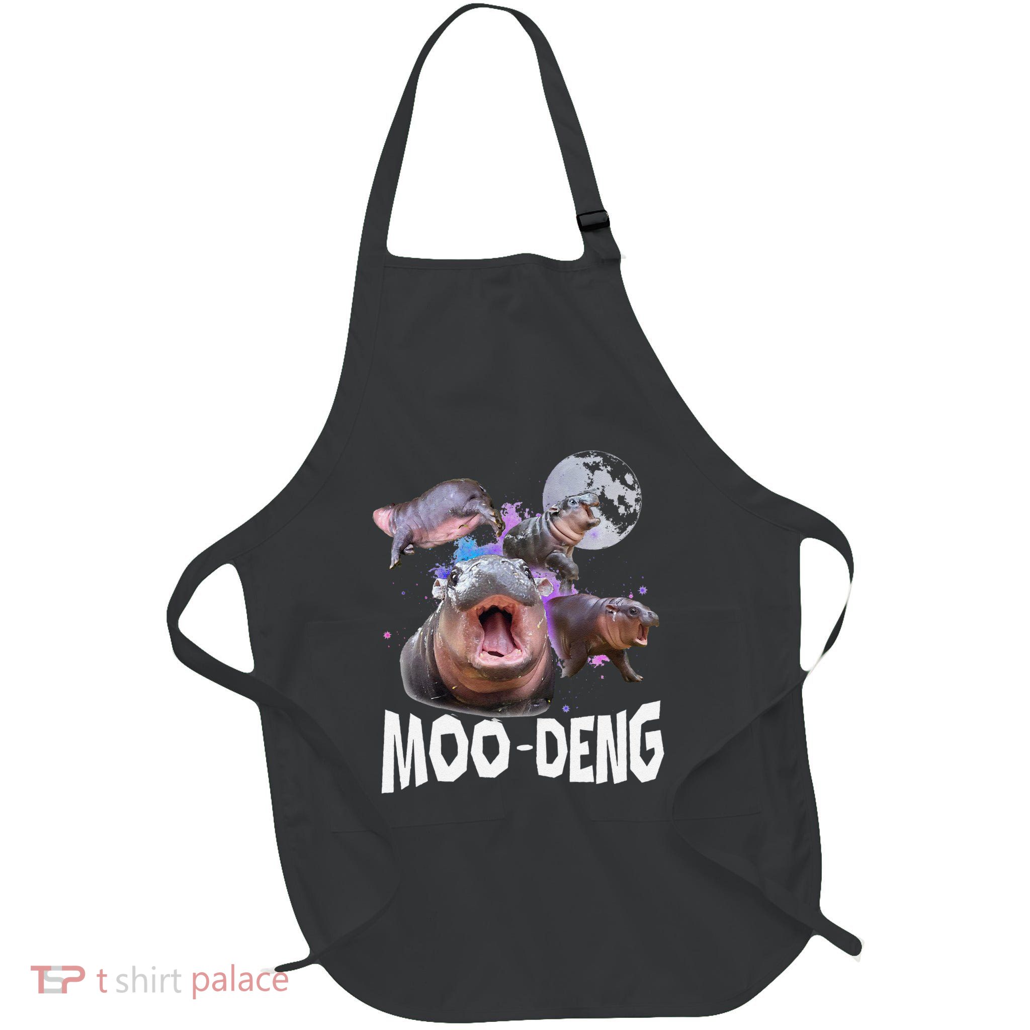 Famous Baby Pygmy Hippo Moo Deng Funny For Animal Lover Full-Length Apron With Pockets