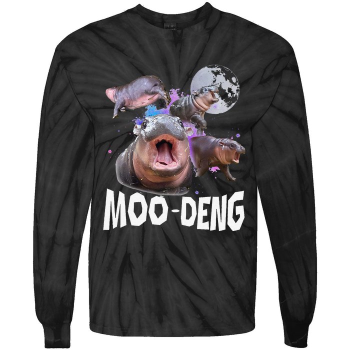 Famous Baby Pygmy Hippo Moo Deng Funny For Animal Lover Tie-Dye Long Sleeve Shirt