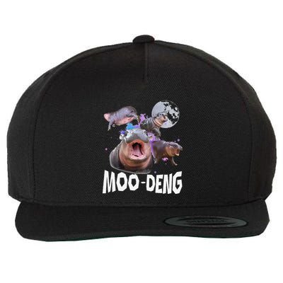 Famous Baby Pygmy Hippo Moo Deng Funny For Animal Lover Wool Snapback Cap
