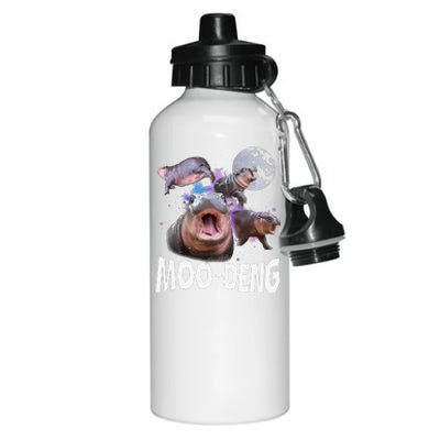 Famous Baby Pygmy Hippo Moo Deng Funny For Animal Lover Aluminum Water Bottle 