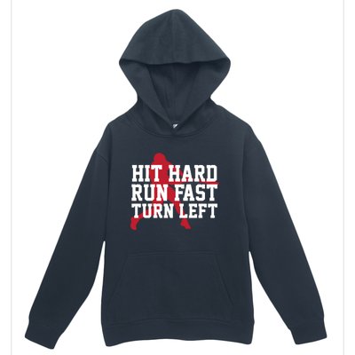 Funny Baseball Player Humor Hit Hard Run Fast Turn Left Gift Urban Pullover Hoodie