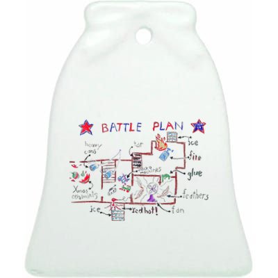 Funny Battle Plan Christmas Home Hand Dawn Alone Ceramic Bell Ornament