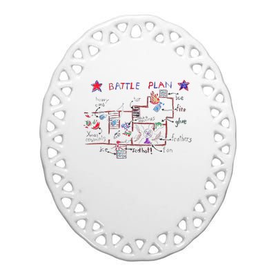 Funny Battle Plan Christmas Home Hand Dawn Alone Ceramic Oval Ornament