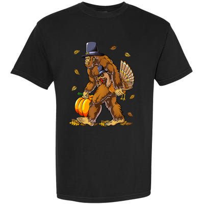 Funny Bigfoot Pilgrim Turkey Pumpkin Thanksgiving Day Garment-Dyed Heavyweight T-Shirt