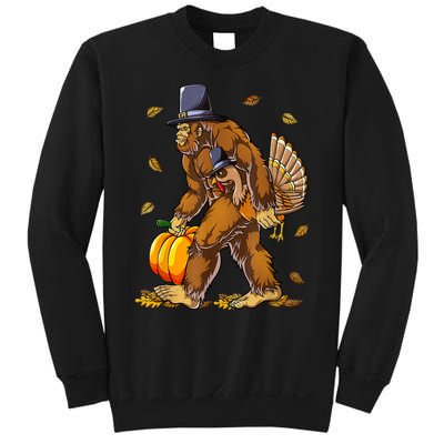 Funny Bigfoot Pilgrim Turkey Pumpkin Thanksgiving Day Sweatshirt