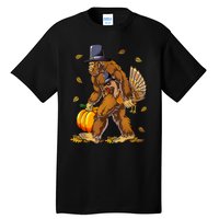 Funny Bigfoot Pilgrim Turkey Pumpkin Thanksgiving Day Tall T-Shirt