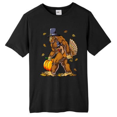 Funny Bigfoot Pilgrim Turkey Pumpkin Thanksgiving Day Tall Fusion ChromaSoft Performance T-Shirt