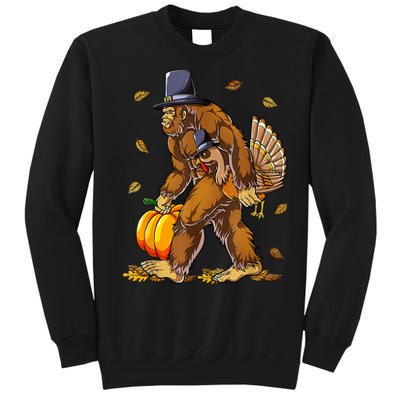 Funny Bigfoot Pilgrim Turkey Pumpkin Thanksgiving Day Tall Sweatshirt