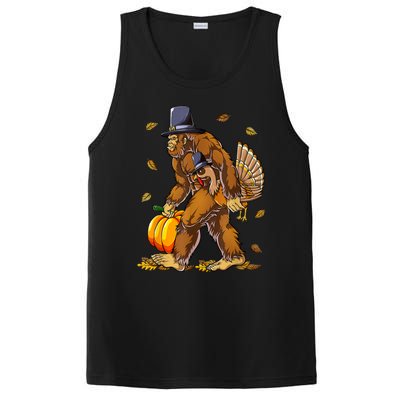 Funny Bigfoot Pilgrim Turkey Pumpkin Thanksgiving Day PosiCharge Competitor Tank