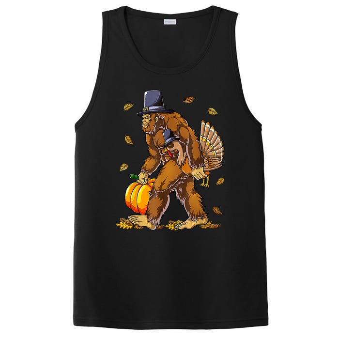 Funny Bigfoot Pilgrim Turkey Pumpkin Thanksgiving Day PosiCharge Competitor Tank