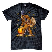 Funny Bigfoot Pilgrim Turkey Pumpkin Thanksgiving Day Tie-Dye T-Shirt