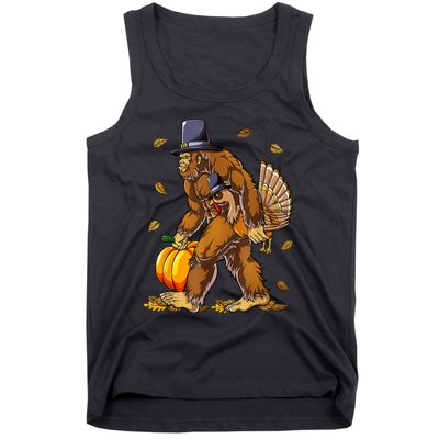 Funny Bigfoot Pilgrim Turkey Pumpkin Thanksgiving Day Tank Top