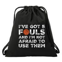 Funny Basketball Player Hoops 5 Fouls Drawstring Bag