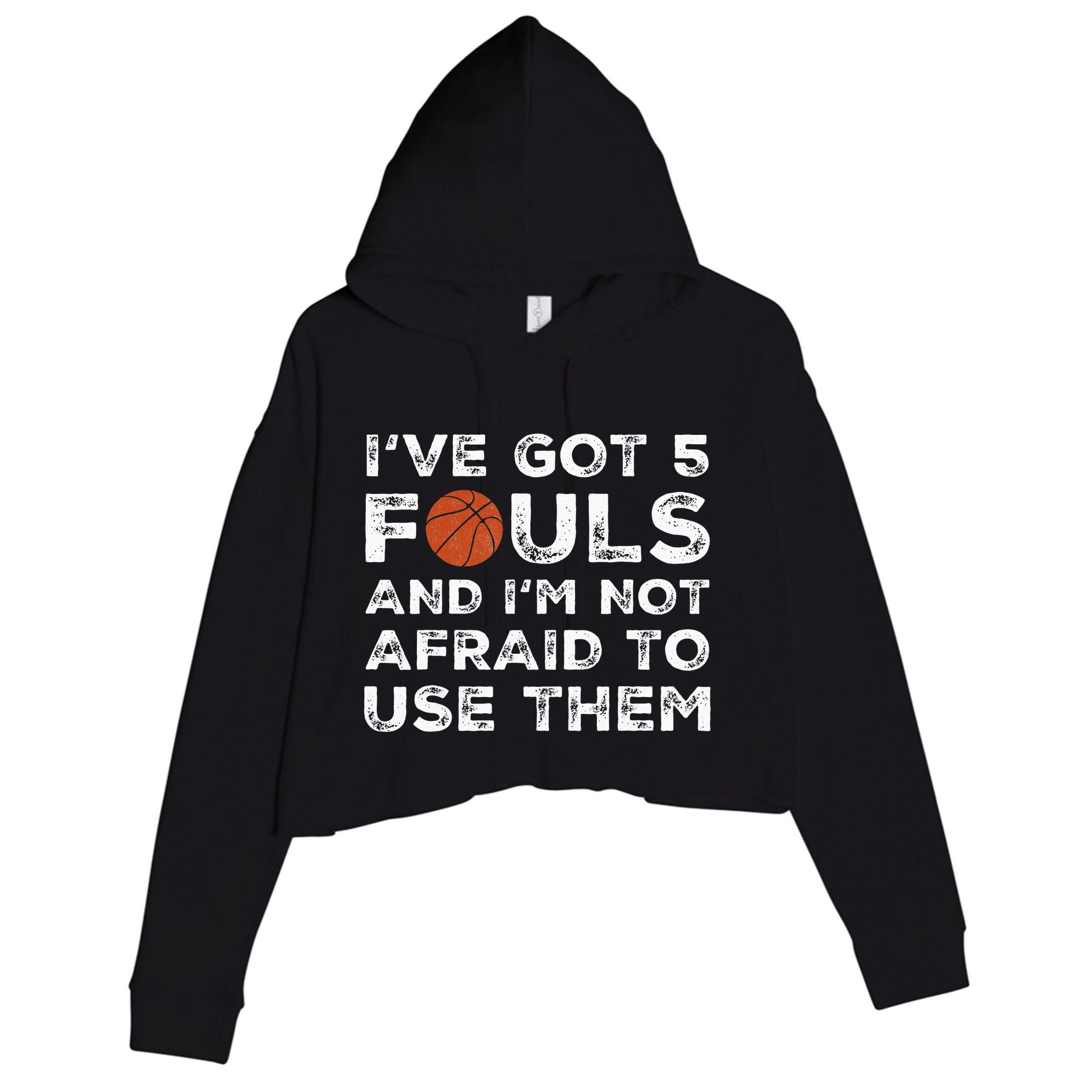 Funny Basketball Player Hoops 5 Fouls Crop Fleece Hoodie