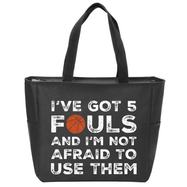 Funny Basketball Player Hoops 5 Fouls Zip Tote Bag
