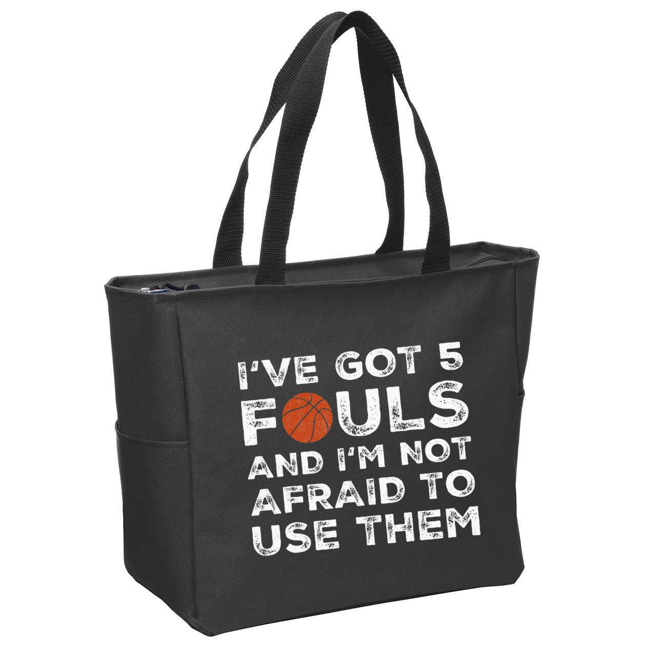 Funny Basketball Player Hoops 5 Fouls Zip Tote Bag
