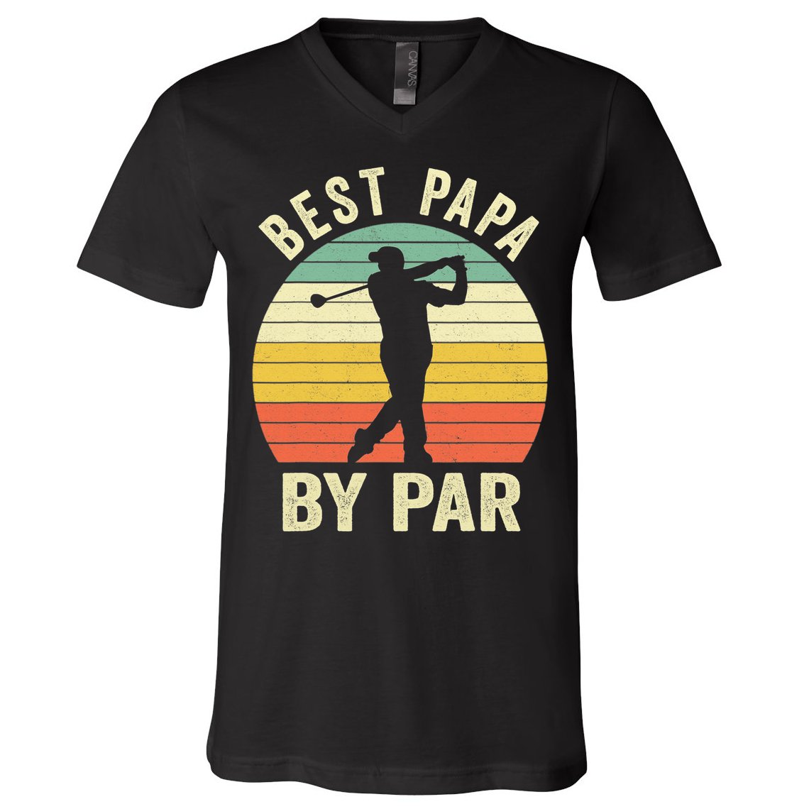Funny Best Papa By Par Father's Day Golf Gift V-Neck T-Shirt