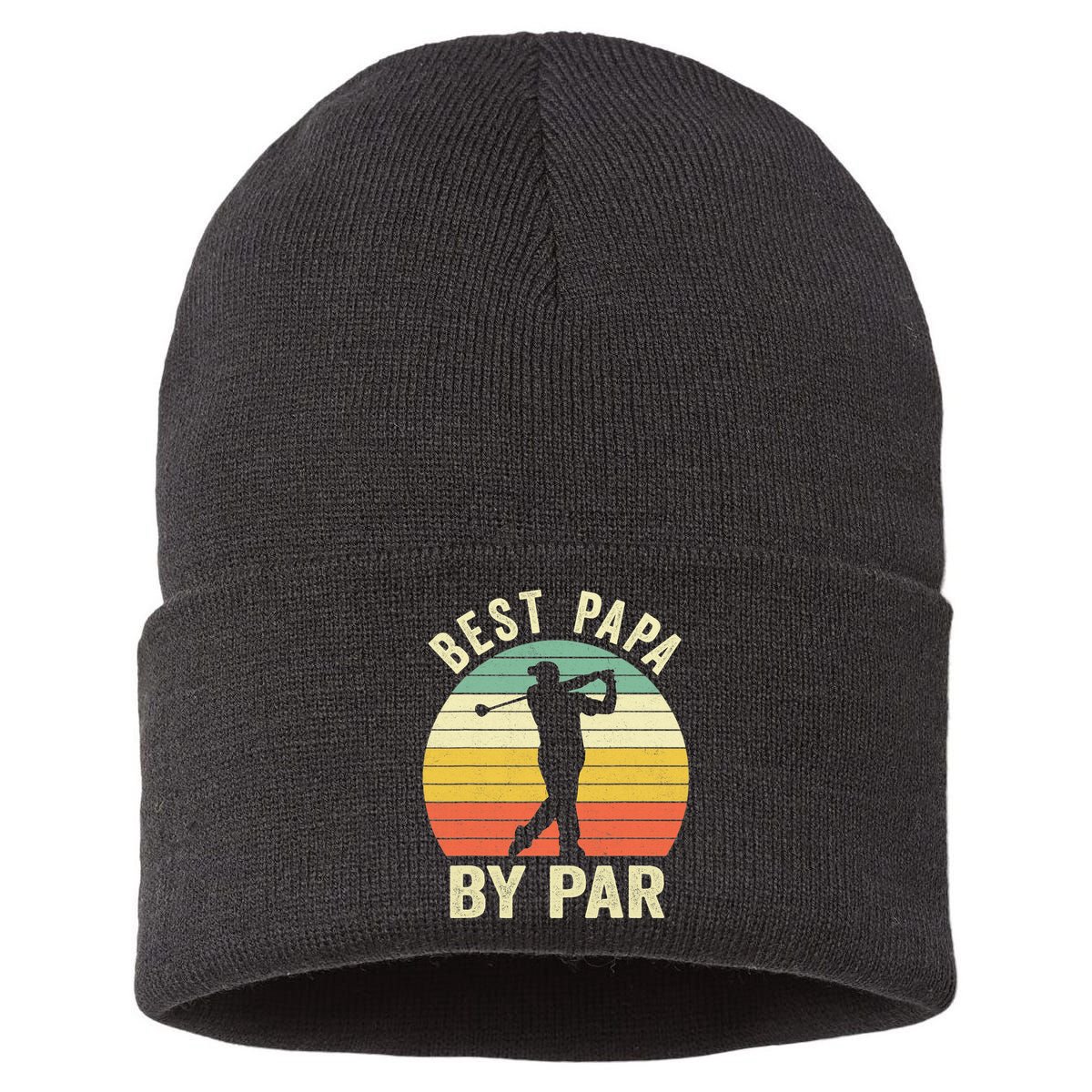 Funny Best Papa By Par Father's Day Golf Gift Sustainable Knit Beanie