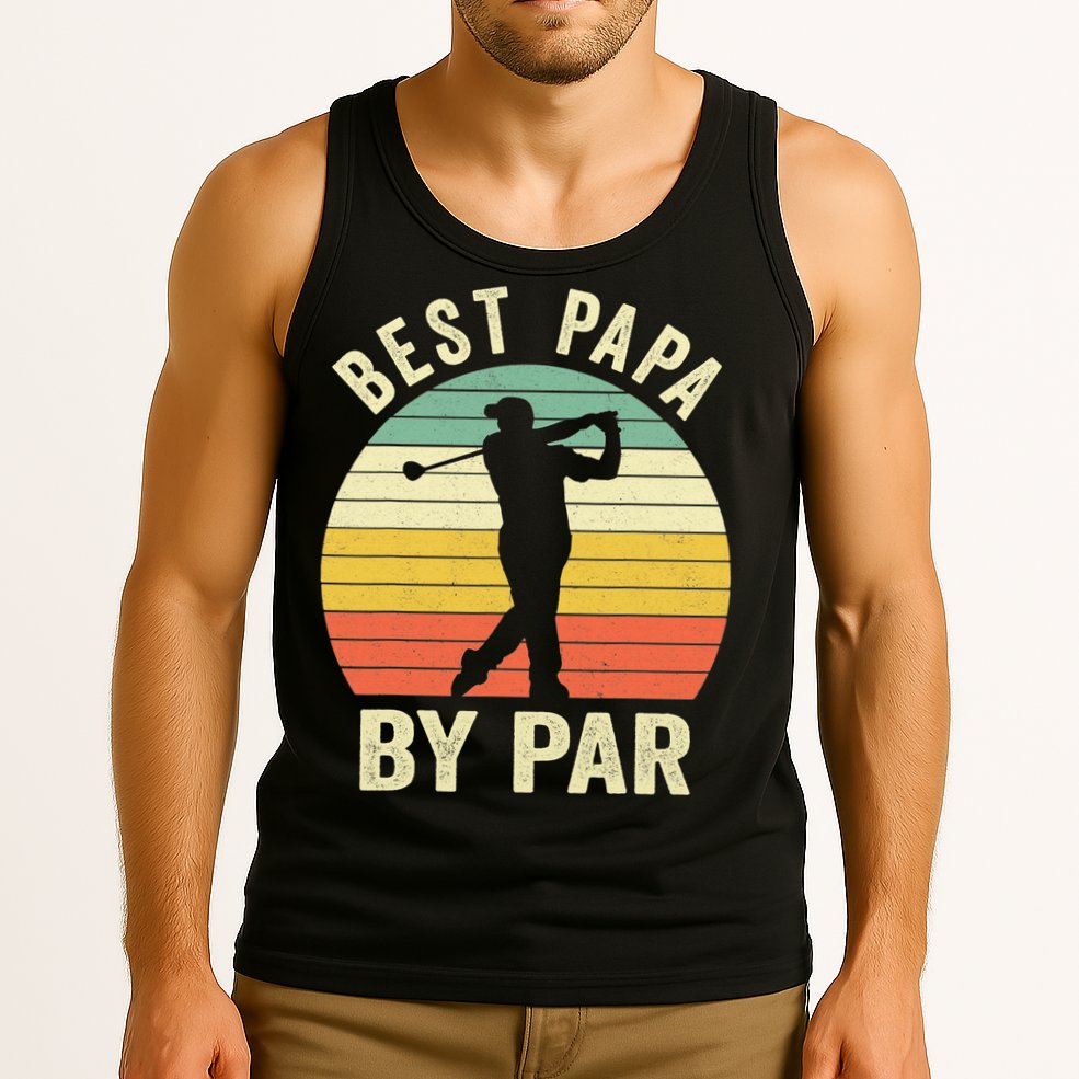 Funny Best Papa By Par Father's Day Golf Gift Tank Top
