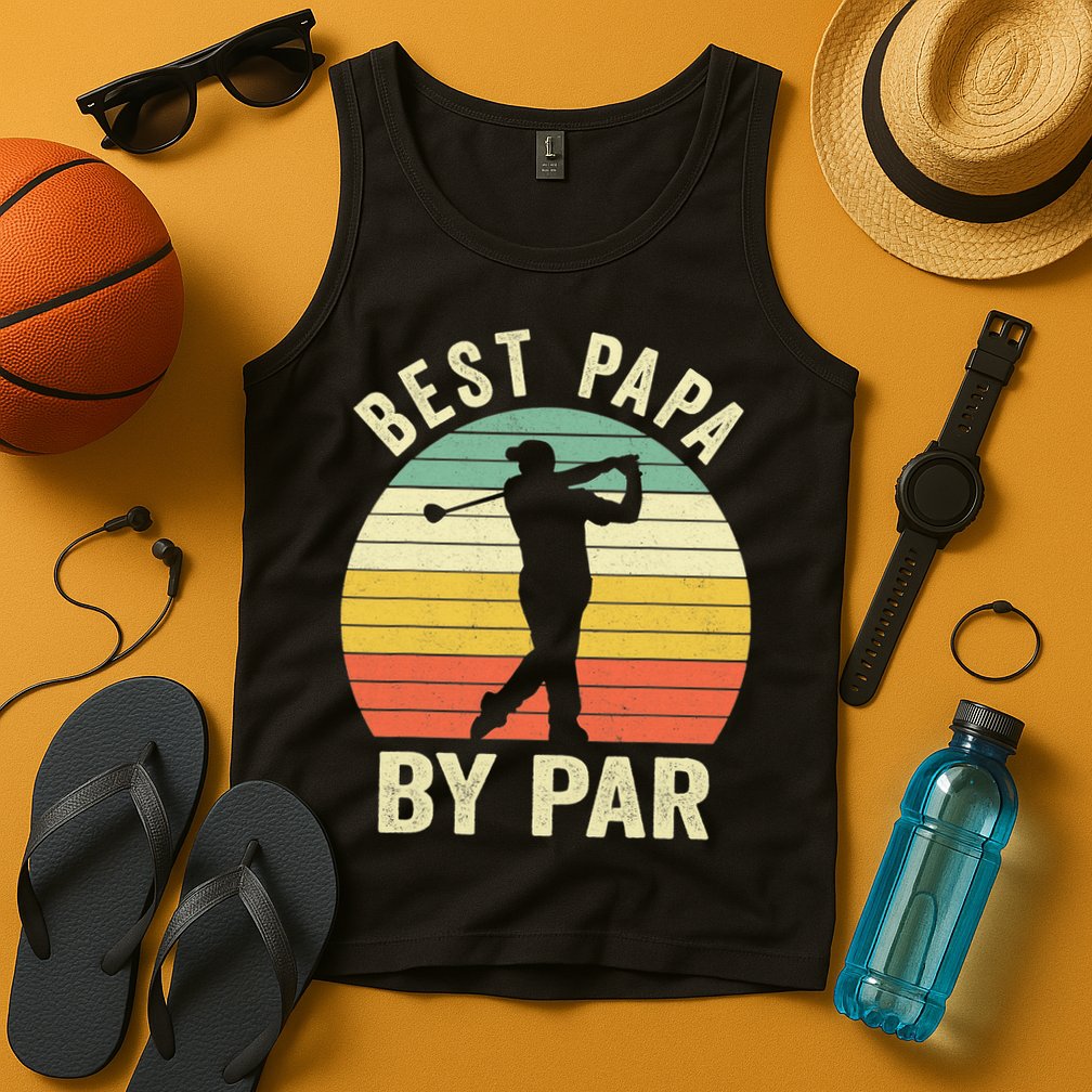 Funny Best Papa By Par Father's Day Golf Gift Tank Top