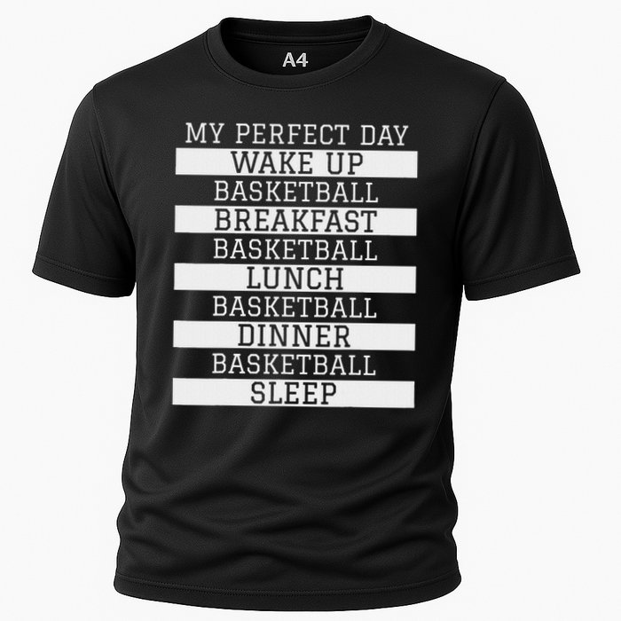 Funny Basketball Player Gift 'my Perfect Day' Basketball Cooling Performance Crew T-Shirt