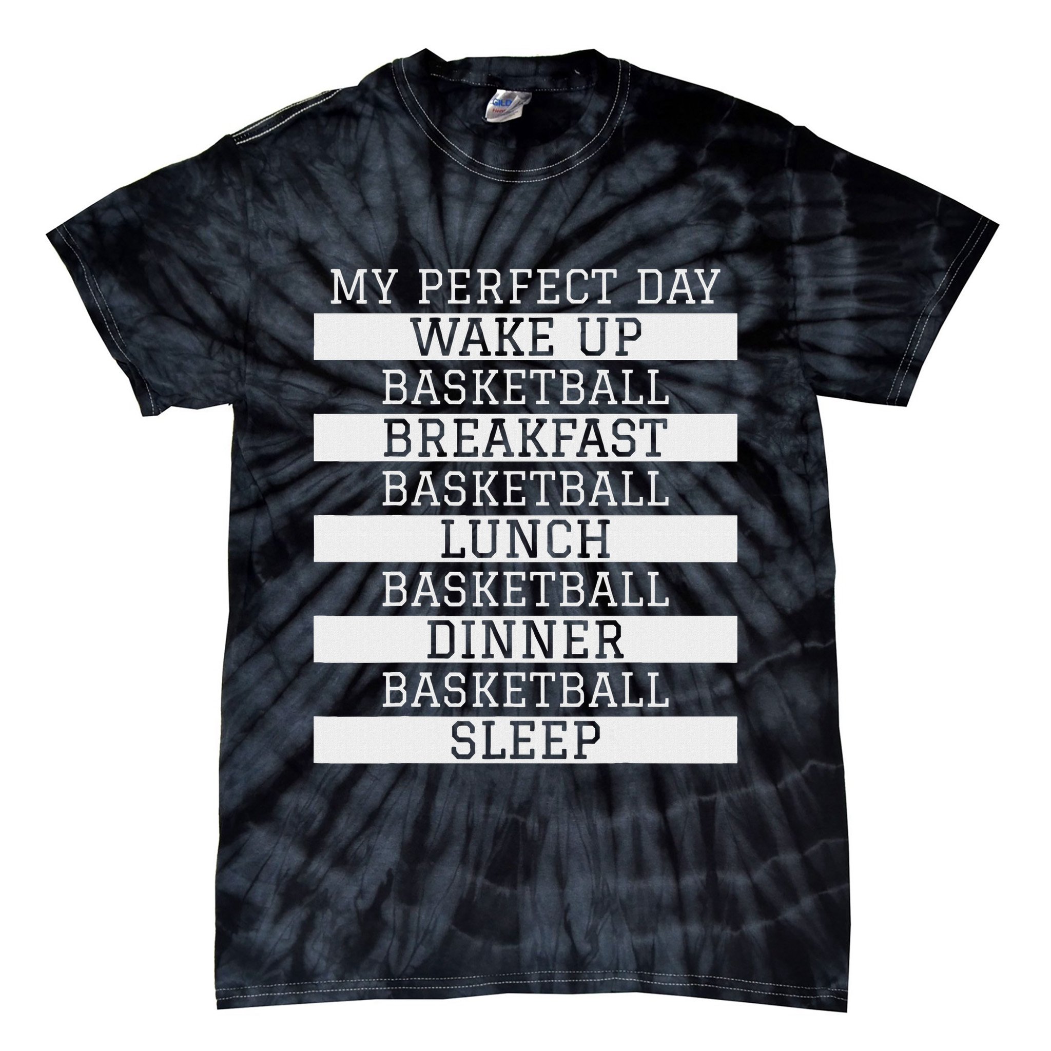 Funny Basketball Player Gift 'my Perfect Day' Basketball Tie-Dye T-Shirt