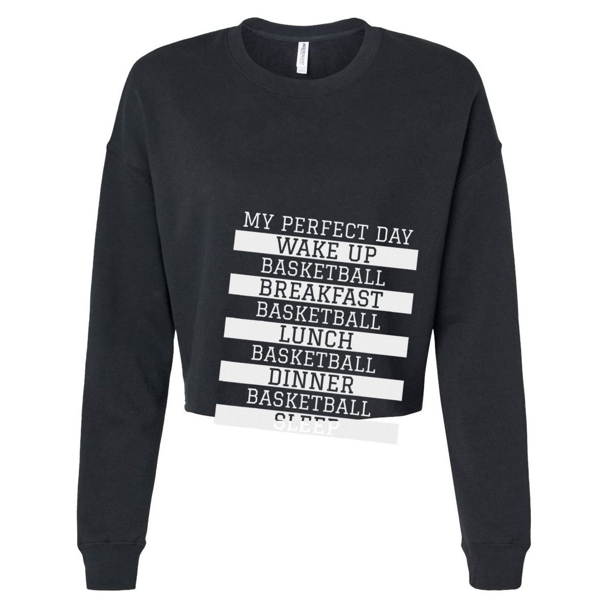 Funny Basketball Player Gift 'my Perfect Day' Basketball Cropped Pullover Crew