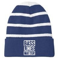 Funny Bass Player Bass Lines Matter Rock Bassist Striped Beanie with Solid Band