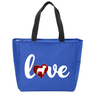 Funny Buffalo Plaid Love French Bulldog Valentine's Day Gift Zip Tote Bag