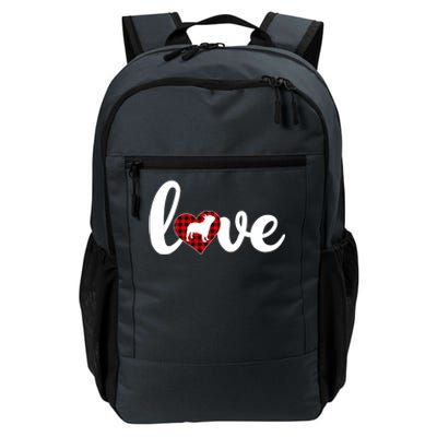 Funny Buffalo Plaid Love French Bulldog Valentine's Day Gift Daily Commute Backpack