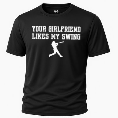 Funny Baseball Quote Your Girlfriend Likes My Swing Yo.Uth Cooling Performance Crew T-Shirt