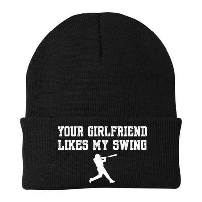 Funny Baseball Quote Your Girlfriend Likes My Swing Yo.Uth Beanie