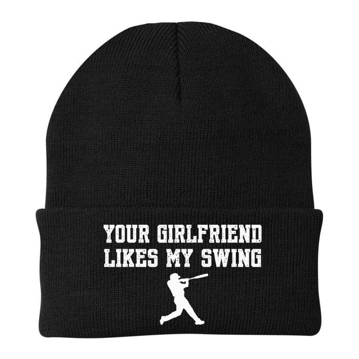 Funny Baseball Quote Your Girlfriend Likes My Swing Yo.Uth Beanie