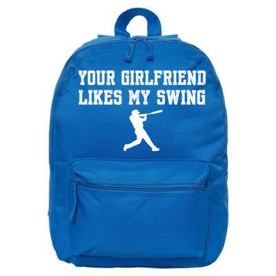 Funny Baseball Quote Your Girlfriend Likes My Swing Yo.Uth 16 in Basic Backpack