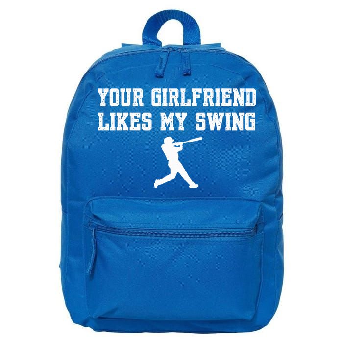 Funny Baseball Quote Your Girlfriend Likes My Swing Yo.Uth 16 in Basic Backpack