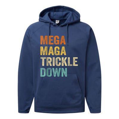 Funny Biden Quotes Mega MAGA Trickle Down Performance Fleece Hoodie