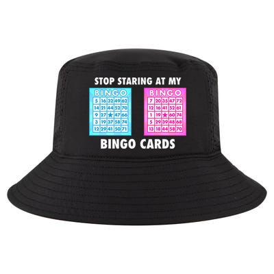 Funny Bingo Queen Stop Staring At My Bingo Cards Cool Comfort Performance Bucket Hat