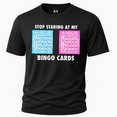 Funny Bingo Queen Stop Staring At My Bingo Cards Cooling Performance Crew T-Shirt