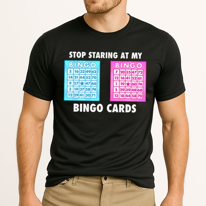 Funny Bingo Queen Stop Staring At My Bingo Cards Cooling Performance Crew T-Shirt