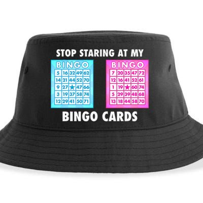 Funny Bingo Queen Stop Staring At My Bingo Cards Sustainable Bucket Hat
