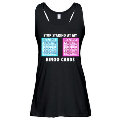 Funny Bingo Queen Stop Staring At My Bingo Cards Ladies Essential Flowy Tank