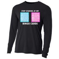 Funny Bingo Queen Stop Staring At My Bingo Cards Cooling Performance Long Sleeve Crew