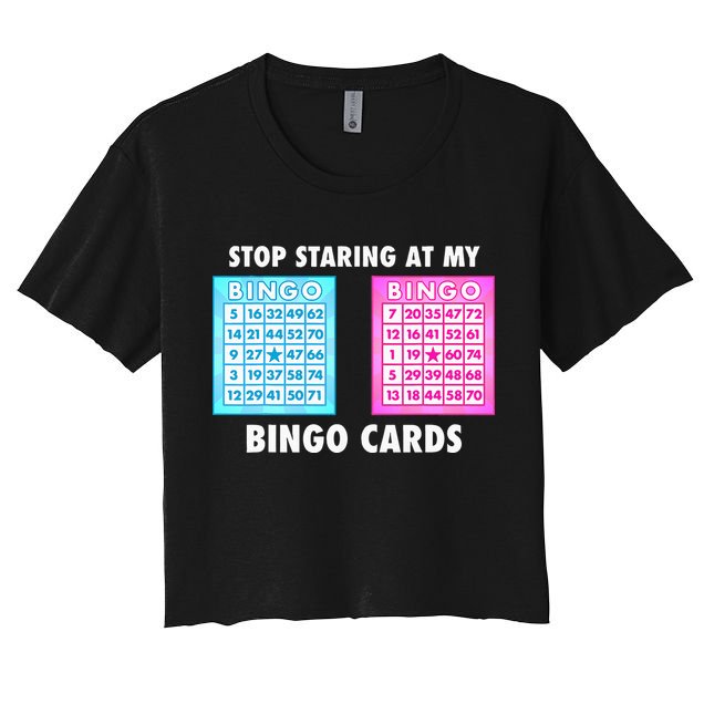Funny Bingo Queen Stop Staring At My Bingo Cards Crop Top
