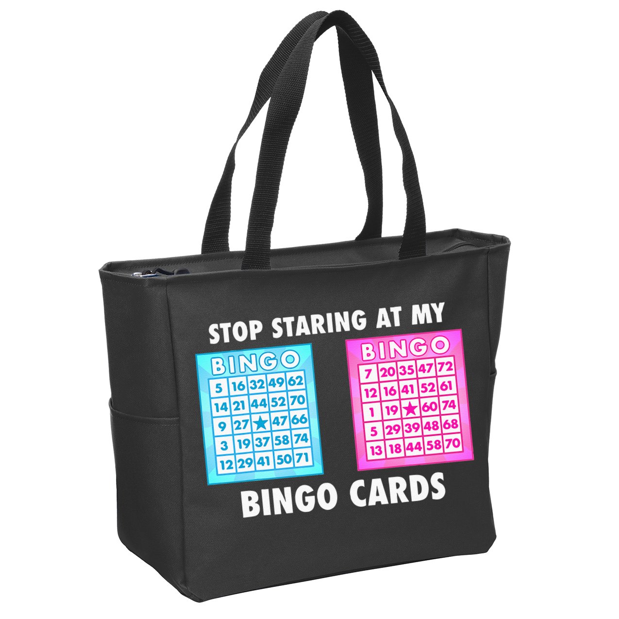Funny Bingo Queen Stop Staring At My Bingo Cards Zip Tote Bag