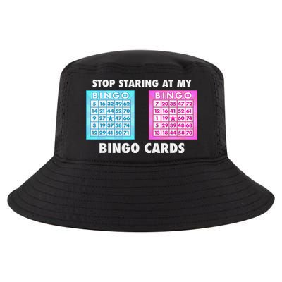 Funny Bingo Queen Stop Staring At My Bingo Cards Cool Comfort Performance Bucket Hat