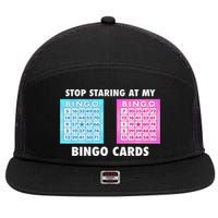 Funny Bingo Queen Stop Staring At My Bingo Cards 7 Panel Mesh Trucker Snapback Hat